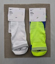 New 2 Pairs Nike Spark Cushioned No Show Running Socks Mens 10-11.5 Neon/White