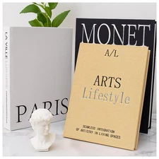 Aesthetic Decorative Books for Home Decor - Set of 3 Linen Fake Books for Dec...