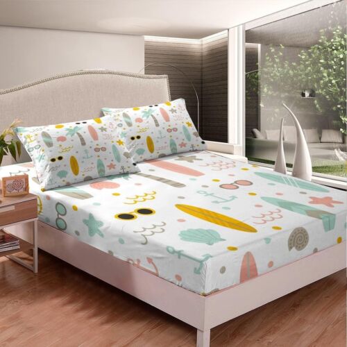 Coastal Ocean Bedding Set for Kids: Full Size Nautical Anchor & Palm Trees - Picture 4 of 7