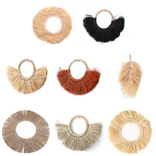 Nordic Raffia Hanging Wall Mirror Boho Decorative Makeup Mirrors Bathroom Decor
