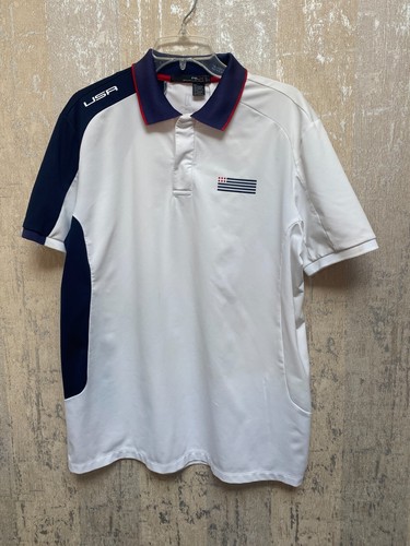 RLX Ralph Lauren White and Blue Polo Men's-Shirt Size L - Picture 2 of 6