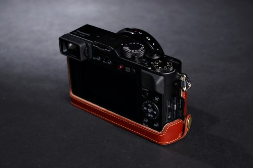 Original Echtleder Halbkamera Etui Tasche Cover für Panasonic LX100 Boden OFFEN - Bild 5 von 9