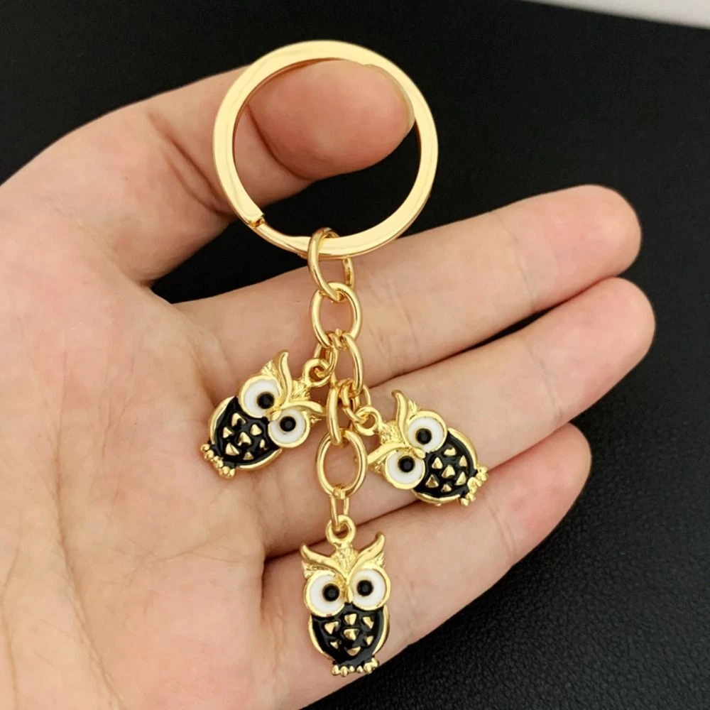 2PCS Alloy Owl Keychain Handmade Jewelry Night Owl Key Chains Star Key Ring Men