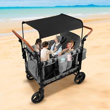 High Seat Stroller Wagon Wagon Cart Featuring  Push Bar Wagon Stroller Freestand