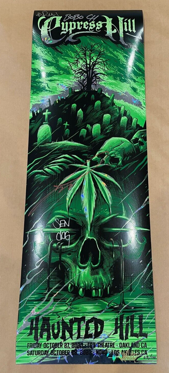 CYPRESS HILL Poster Band & Artist Signed Auto Leaf Foil ~ Haunted Hill 🔥