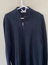 Agave Denim Wave Train 1/4 Zip Pullover Shirt in Dark Blue Made in USA XL Nice