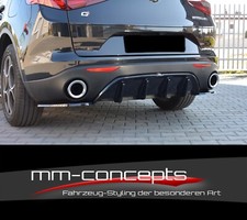 Cup Diffusor Ansatz SCHWARZ für Alfa Romeo Stelvio Heckansatz Heck Splitter ABS
