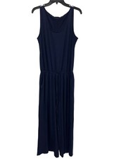 Zenana Sleeveless Jumpsuit Size Large Scoop Neck Navy Blue One Piece Modern Chic