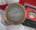 Caesars Palace Winged Victory Ltd Ed $10 Gaming Token .999 Silver in Brass Ring