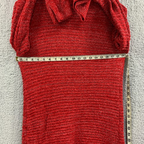 Allison brittney Cardigan Sweater Womens Red Chunky Knit Bell Sleeve Sz S Xmas - Picture 6 of 9