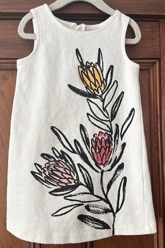 Genuine Kids By Osh Kosh Toddler Size 4T Ivory Floral Sleeveless Shift Dress - Picture 2 of 11