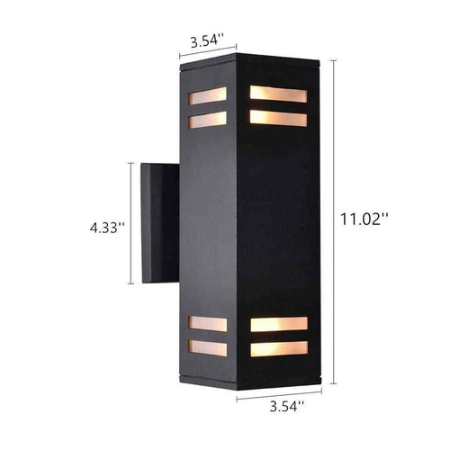 RRTYO 2-Light Matte Black Outdoor Wall Lamp Waterproof Wall Lantern Exterior - Picture 3 of 15