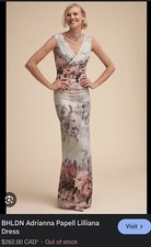 Adrianna Papell BHLDN Lilliana Dress Gown  Floral Fitted Size 2