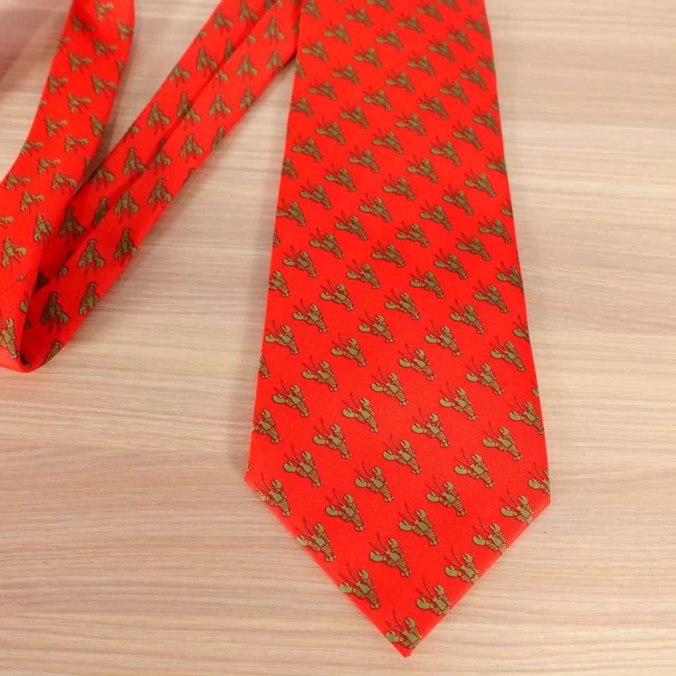 Neck Tie Mens Red Lobster Print Rayon Novelty Cool Fancy Dadcore Handmade UTOPIA - Image 2 of 4