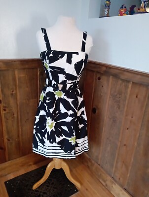 4P Jessica Howard Vintage Black White Fit and Flare Dress Belted Rockabilly  | eBay
