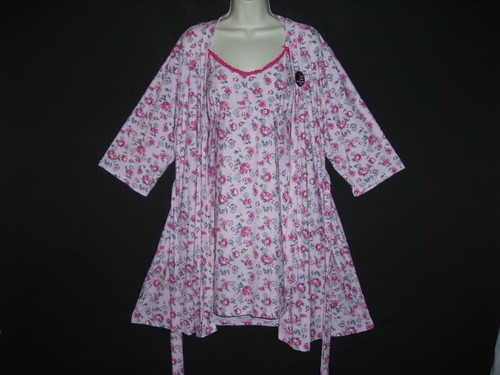 **NUEVO CON ETIQUETAS** CALIDAD 2 PIEZAS DULCE ROSA FLORAL SPANDEX FEM ENCAJE LAZO CÓMODO PEIGNOIR CONJUNTO L - Imagen 1 de 12