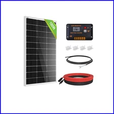 Durable 100W Solar Panel + PWM Controller for Boats, Trailers, & Off-Grid Living