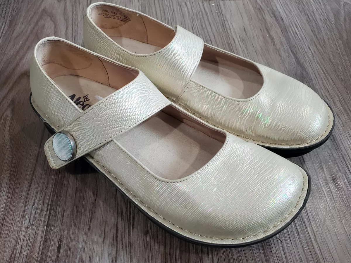 Alegria Shoes Size 42 Paloma Abalone Mary Jane Iridescent Shimmer Beige