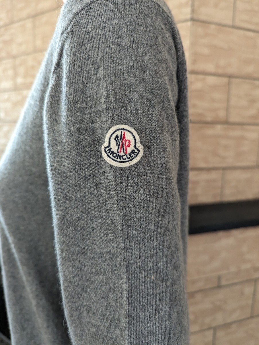 MONCLER MAGLIONE TRICOT CARDIGAN グレー M MONCLER Maglione Tricot Cardigan Knit Wool Down Women's
