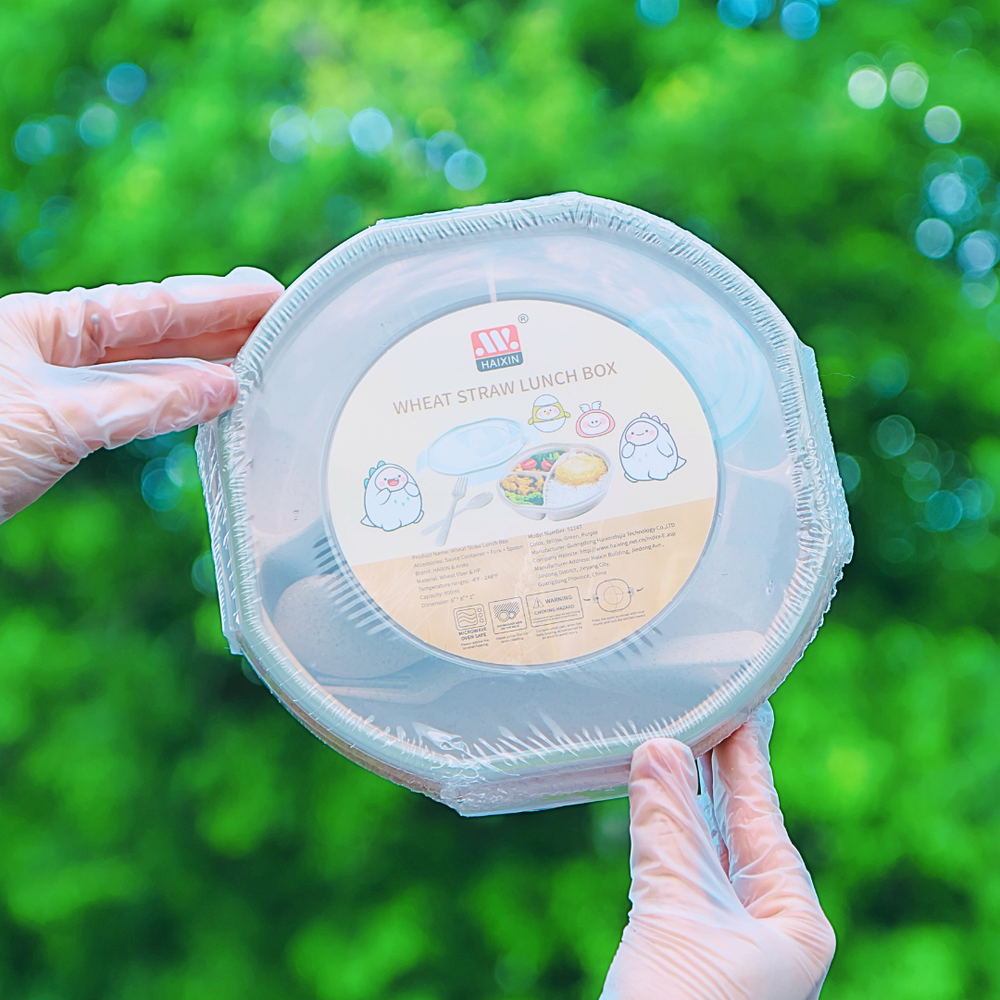 Haixin Bento Lunch Box with 3 Compartments and Utensils