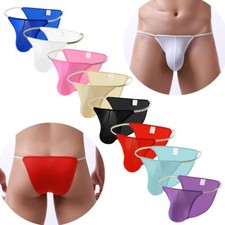 Men's Ice Silk Jockstrap Bikini Briefs Bulge Pouch Panties Soft Underwear Thongs