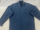 Hart Schaffner & Marx Men's Blue Plaid Cotton Casual Shirt L Large Made in Italy