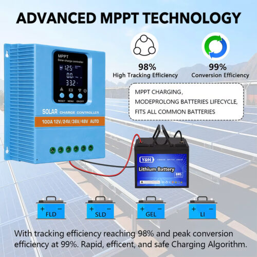 60A 80A 100A MPPT Solar Regler 12V 24V 36V 48V Solar Laderegler Controller + LCD - Bild 14 von 18