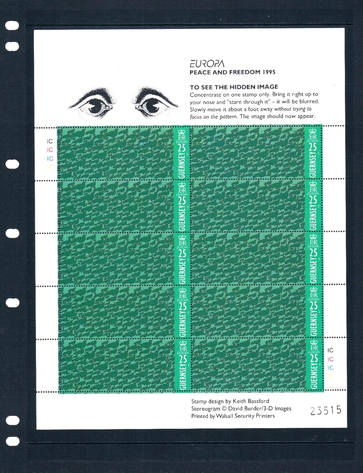 $16.50 Scott Value - 1995 GUERNSEY 3-Dimens. Stamps, Doves 2 sheet CV MNH NH UM - Image 2 of 4
