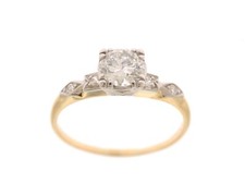 Estate Vintage 14K Yellow Gold .88 Carat Round Diamond Engagement Ring H / I1