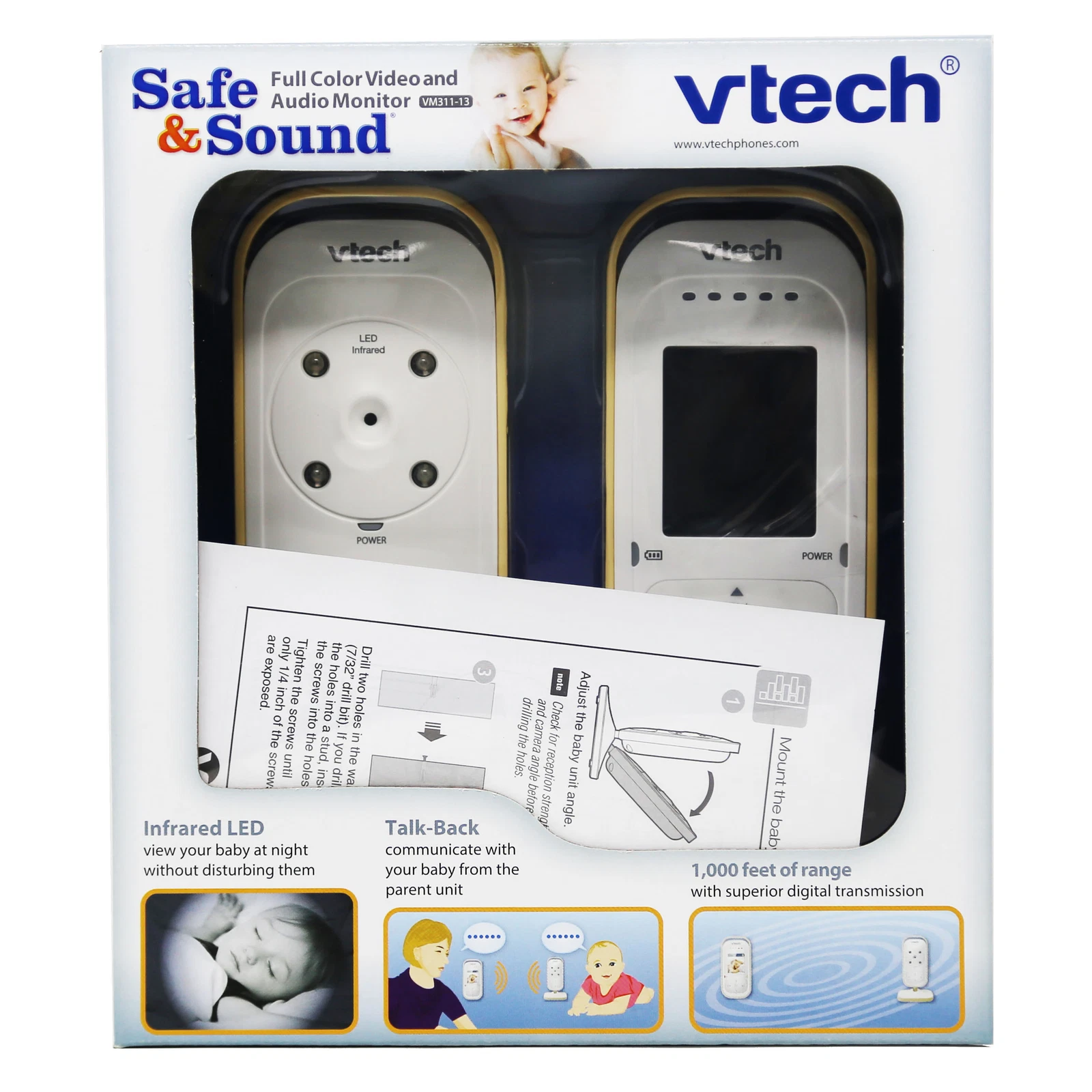 VTech VM311-13 Expandable Digital Video BabyMonitor with 1Camera FullColor Video