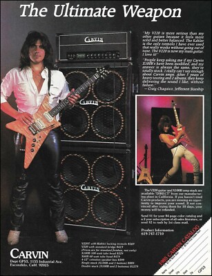 Craig Chaquico 1985 Carvin V220 guitar X100B amp advertisement 8 x 11 ad print