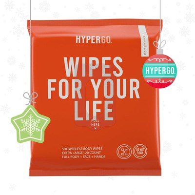 HyperGo Body Wipes - No Rinse Wet Wipes for Adults, All Natural Shower Bathin...