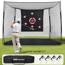 10x8x6ft Heavy-Duty Golf Hitting Practice Cage Net with Steel Frame Target Cloth