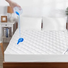 Waterproof Quilted Mattress Cover Pad Protector All Sizes Absorbent Topper