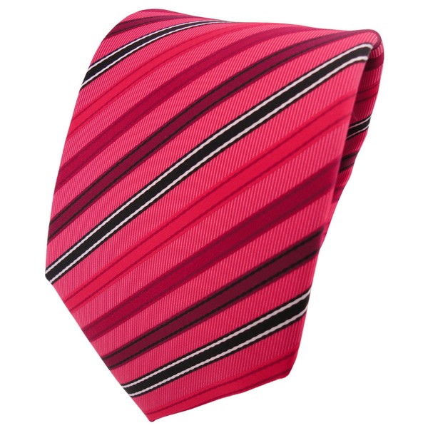 Tigertie Designer Krawatte Rot Verkehrsrot Bordeaux Silber Schwarz Gestreift-image