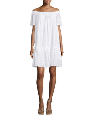 rebecca taylor off the shoulder dress Rebecca Taylor Cherry Blossom Off-the-Shoulder Silk Dress