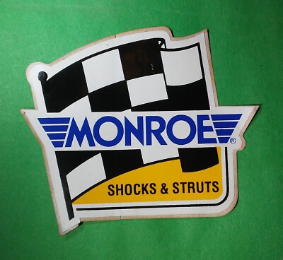 Vintage 1980s Car Sticker Monroe Shocks and Struts w/ Checkered Flag 4 ...