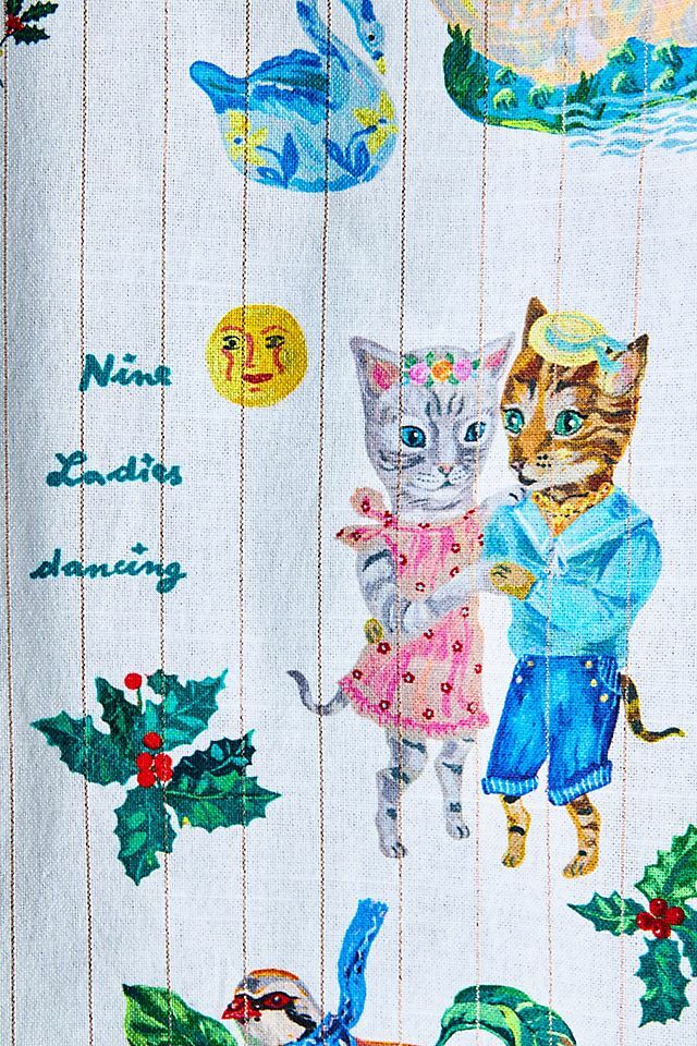 Anthropologie Nathalie Lete Dish Towel Twelve 12 Days of Christmas