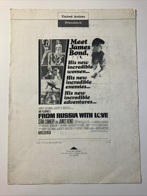 Original 1964 James Bond 007 From Russia With Love Movie Pressbook Sean Connery