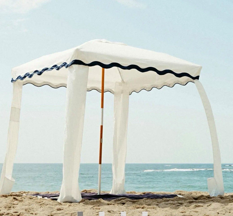 Business & Pleasure Co. Foldable Square Cabana Canopy White w/ Navy Trim