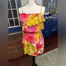 J Crew Floral Print Pink and Yellow Sundress Size Medium