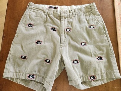 Georgia Bulldogs Shorts Mens 32 Pennington & Bailes Embroidered Khaki NCAA