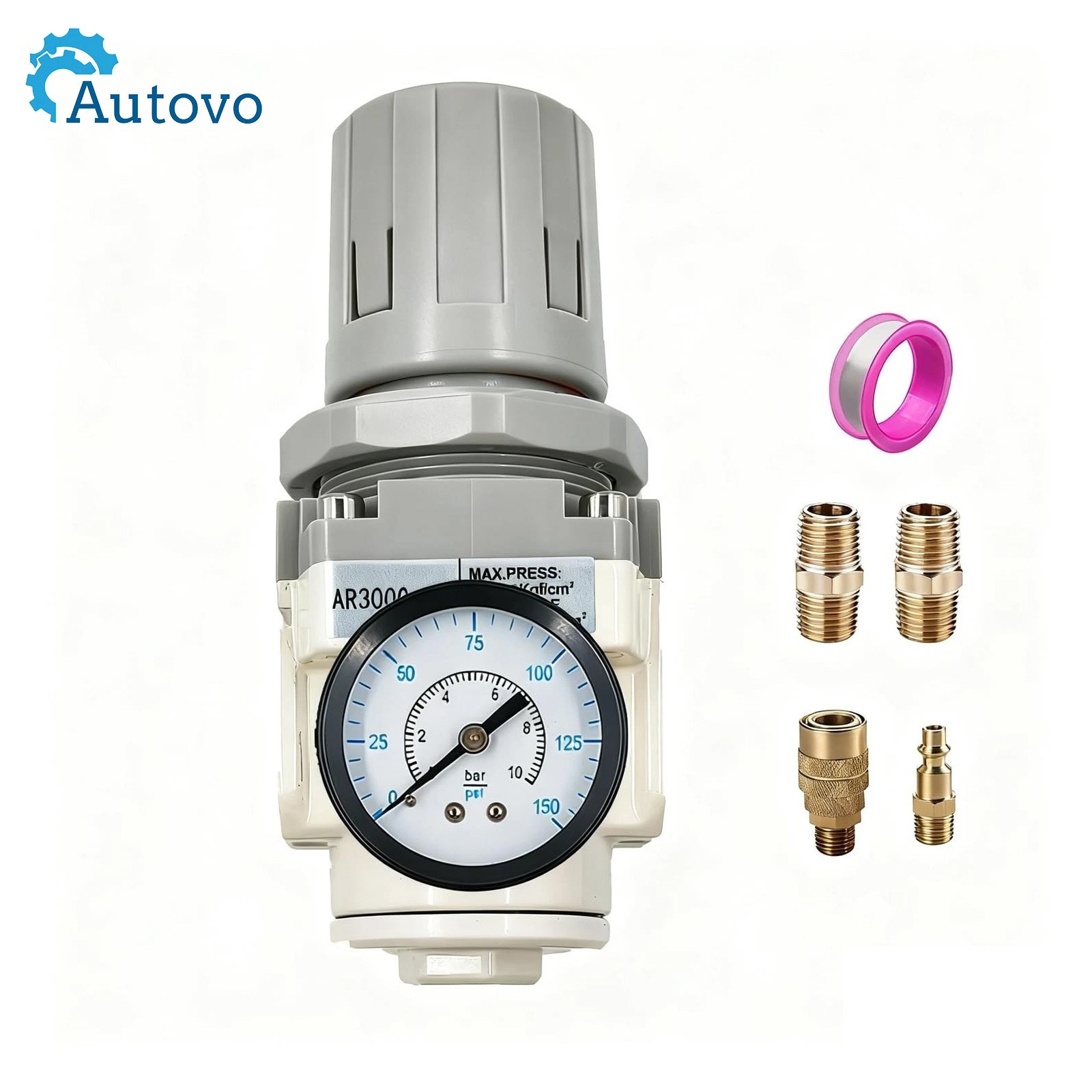 3/8" NPT Air Pressure Regulator for Compressor, Air Drying Gauge(0-150 psi)