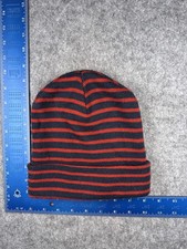 Old Navy Hat Beanie Mens One Size Blue Red Striped Knit Winter Stretch Casual
