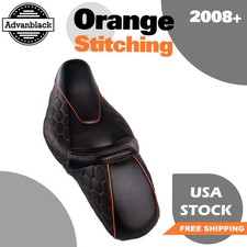 Cobra Seat With Orange Custom Stitching Fits 08 Harley Davidson Touring Models