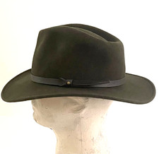 Scala Outback 100 Wool Hat Brown Leather Band Crushable Packable Safari