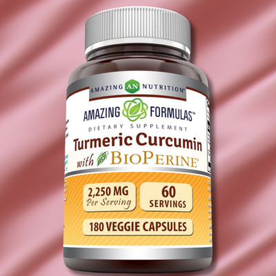 Amazing Formulas Turmeric Curcumin BioPerine 1500 Mg Serving Veggie Capsules 180