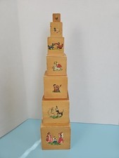 VINTAGE Set of 7 Handmade Wooden Nesting Boxes Children's Toy