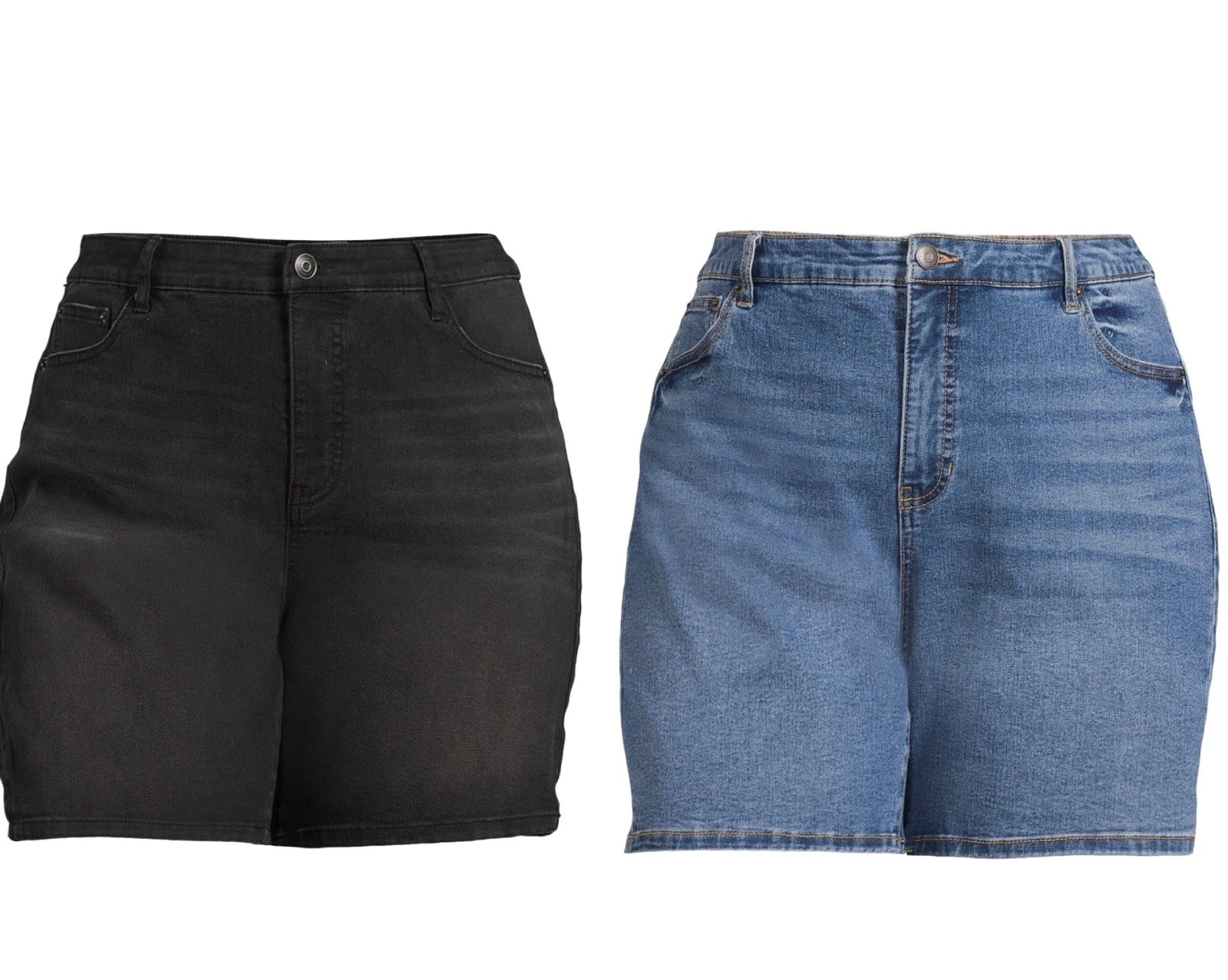 Terra & Sky Elastic Back Pull On Denim Shorts, Size 4X, Black or Medium Wash
