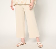 Belle by Kim Gravel Petite ScubaLuxe Wide Leg Crop Pants Sand Bar M New